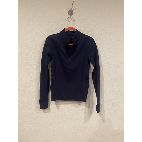 lululemon athletica Tops - Lululemon Shirt Womens 10 Blue Mock Neck 1/4 Zip Textured Sleeve Athletic Gym